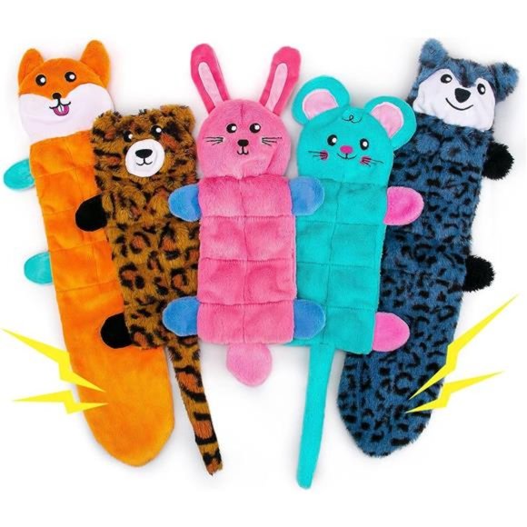 No Stuffing Dog Toy,Crinkle Squeaky Dogs Teething Chew Toys Set for Small Medium - Picture 1 of 6